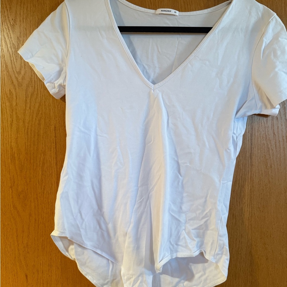 H&M White V-Neck Bodysuit